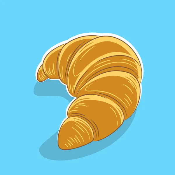 Icono de Croissant sobre un fondo azul Vector Ilustración — Vector de stock