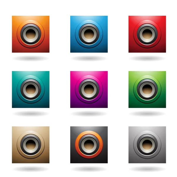 Embossed Round and Square Loudspeaker Icons Vector Illustration — Stock Vector