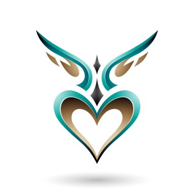 Bir Gölge Vektör Illust ile Kanatlı Kalp Gibi Farsça Yeşil Kuş