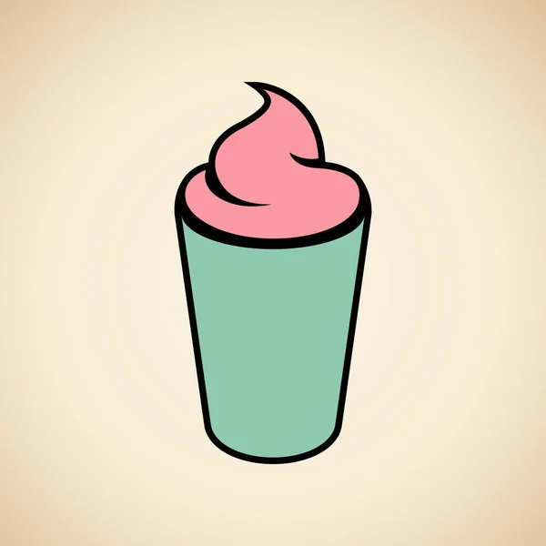 Zöld és Pink Frappuccino Icon izolált egy bézs háttér V — Stock Vector