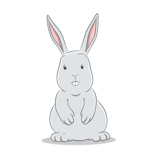 Gri Paskalya Bunny Beyaz Arka Plan Vektör İllüstrasyon — Stok Vektör