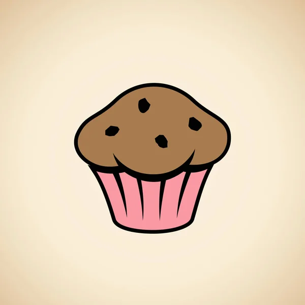 Ícone de Muffin isolado em uma ilustração vetorial de fundo bege — Vetor de Stock