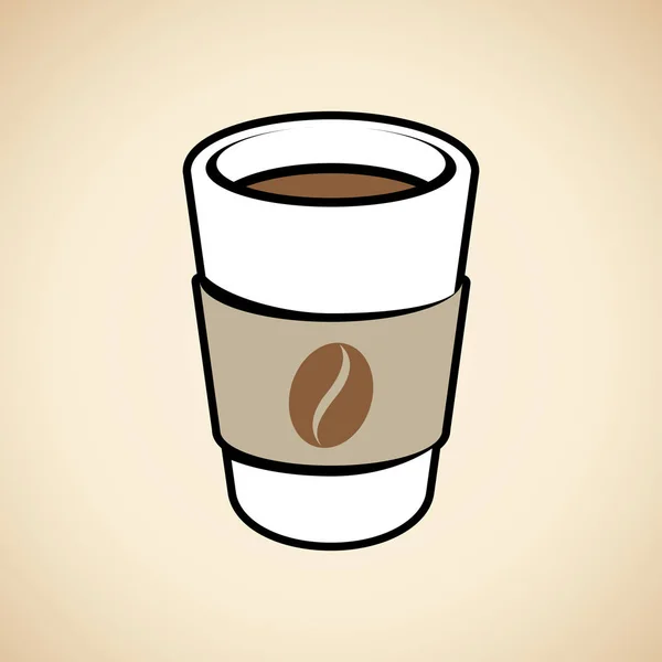 Ikone für Papierkaffee oder Teetasse isoliert auf beigem Hintergrund — Stockvektor