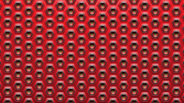 Rojo y negro en relieve espaciado hexágono fondo Vector Illu — Vector de stock