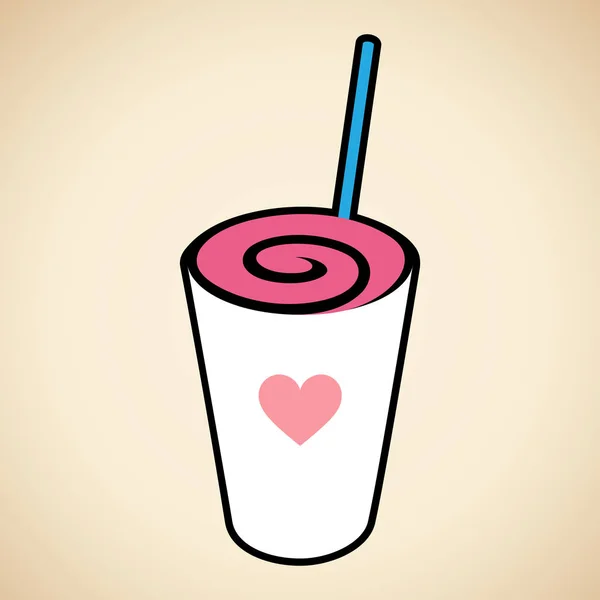 Swirly Frappuccino met een hart icoon geïsoleerd op een beige Backgro — Stockvector