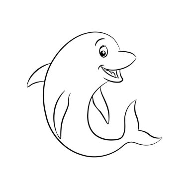 Beyaz Arka Planda Siyah Çizgi Sanatı Yunus Karikatürü