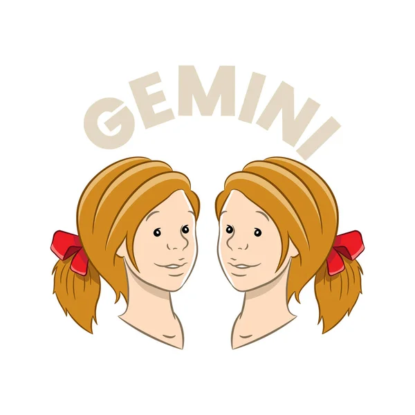 Desenhos animados coloridos do signo do zodíaco de Gêmeos —  Vetores de Stock