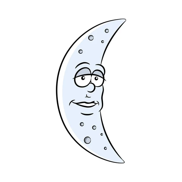 Moon Cartoon a fehér háttér — Stock Vector