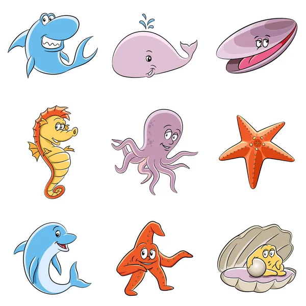 Sea Animals Cartoon — Stock Vector