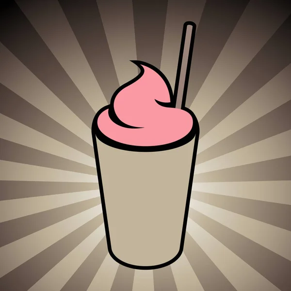 Shake M brun et rose avec une icône de paille sur un Ba rayé marron — Image vectorielle