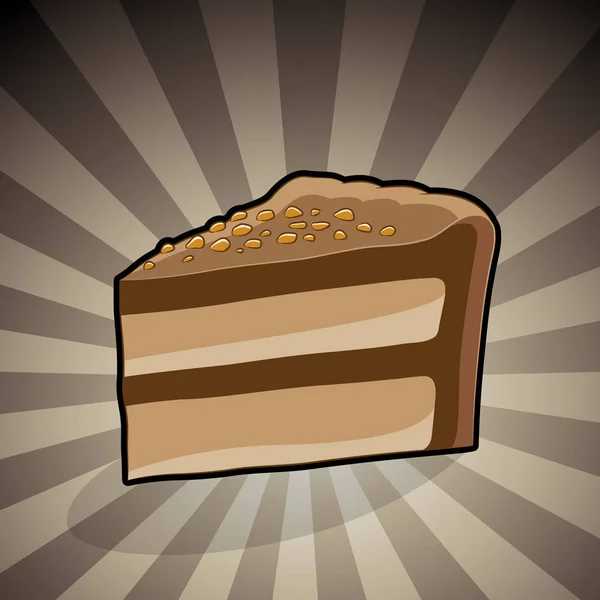茶色の縞模様の背景にケーキのイラスト — ストックベクタ