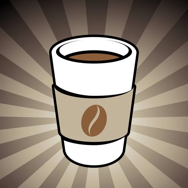 Koffie of thee take-away Cup pictogram op een bruin gestreepte achtergrond — Stockvector