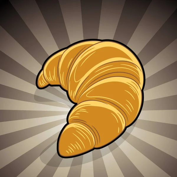 Croissant Illustrat jalá sobre un fondo rayado marrón — Vector de stock