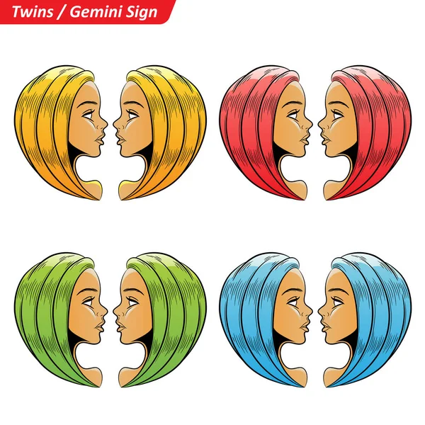 Kolorowe Gemini Zodiak znaki Star szkicu — Zdjęcie stockowe