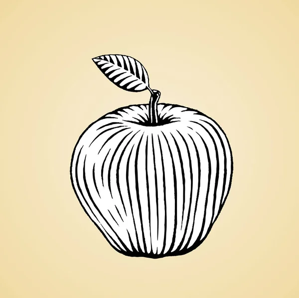 Desenho de tinta de uma maçã com preenchimento branco — Fotografia de Stock