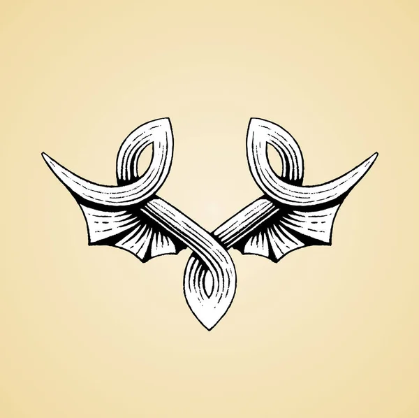 Bläck skiss av Bat vingar med vit fyllning — Stockfoto