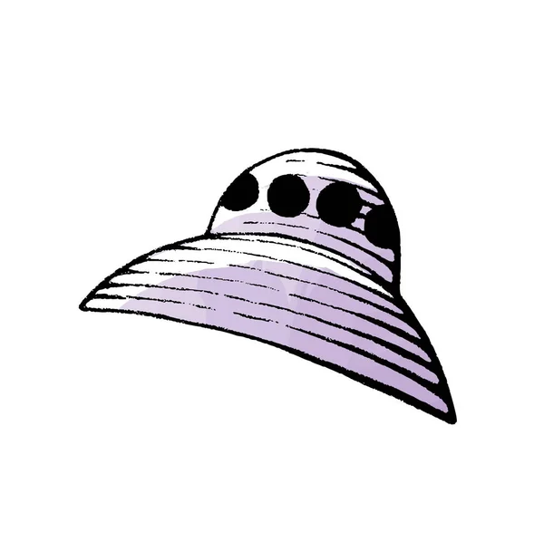 油墨和紫色的外星飞船的水彩素描 — 图库照片