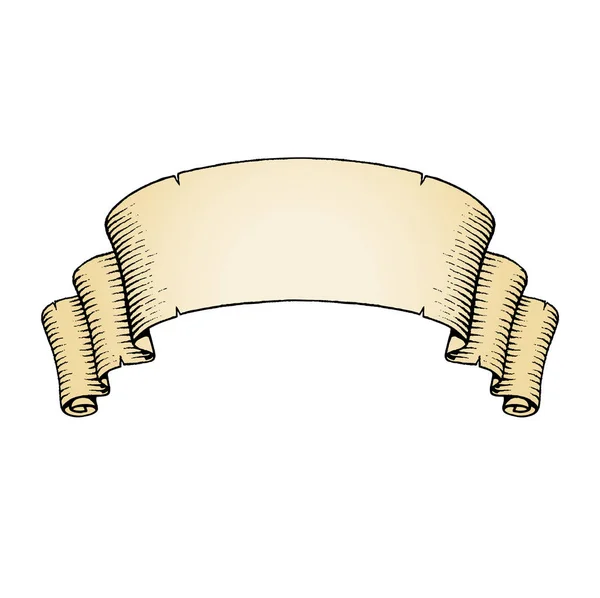 베이지색 채우기와 오래 된 배너의 잉크 스케치 — 스톡 사진