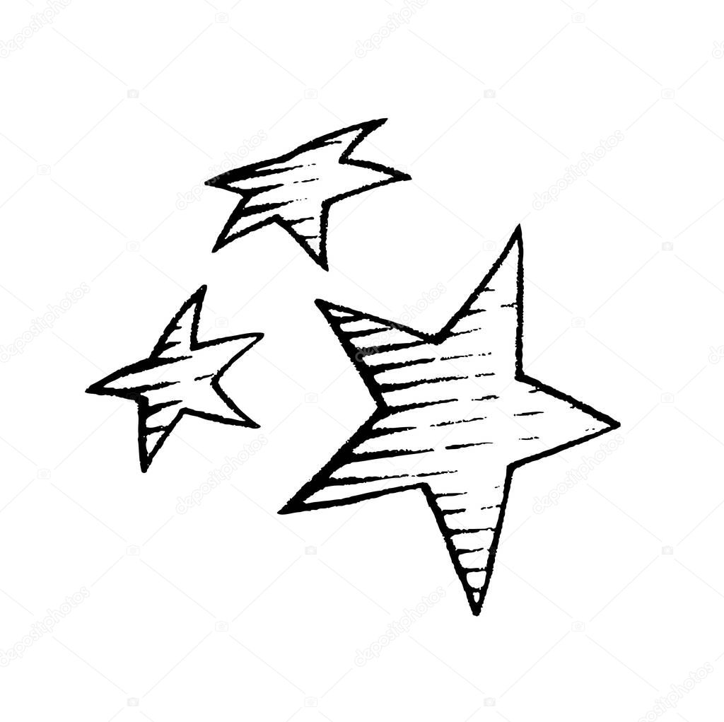 Illustration of a Scratchboard Style Ink Drawing of Stars