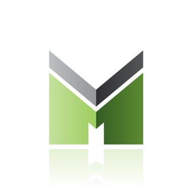 Kalın Çizgili Siyah ve Yeşil M Harfi ve Yansıma Illu