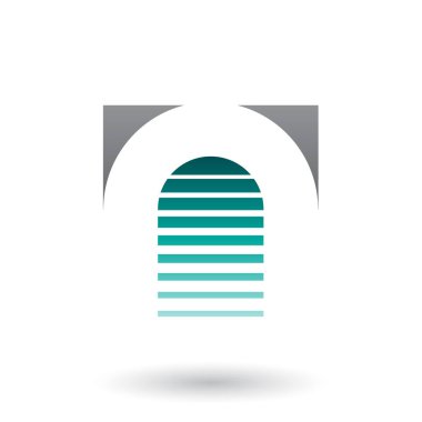 A Harfi İllüstrasyon için Siyah ve Yeşil Ters U Simgesi