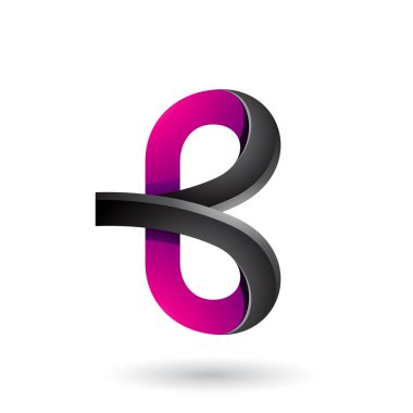 Siyah ve Macenta Kalın Kıvrımlı Mektup B İllüstrasyon