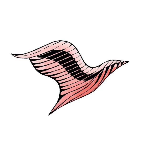 Tinta e Aquarela Desenho de um Pássaro — Fotografia de Stock
