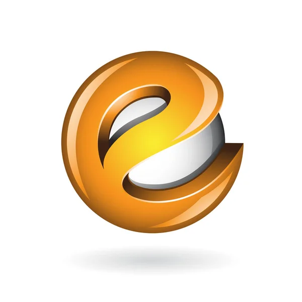 Round Glossy Letter E 3d Orange Logo Icon — Stock Photo, Image