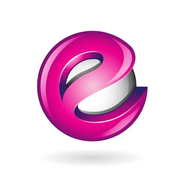 Round Glossy Carta E 3d Magenta Logo Ícone — Fotografia de Stock