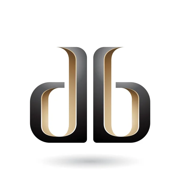 Beige en zwart dubbelzijdig D en B letters illustratie — Stockfoto