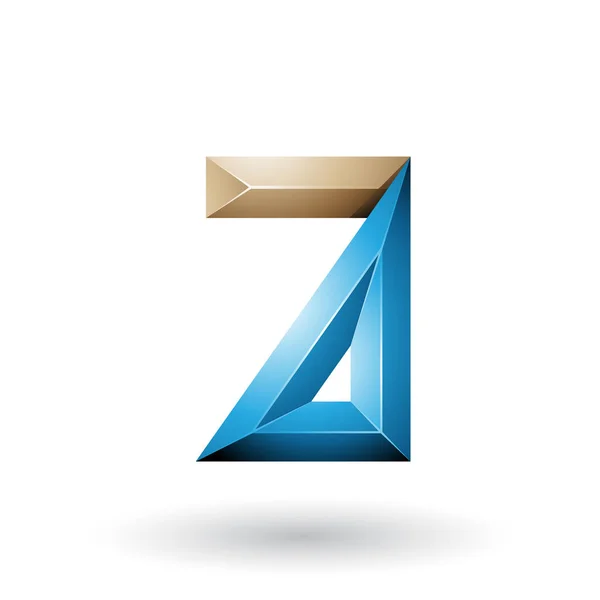 Beige en blauw 3D geometrische reliëf letter een illustratie — Stockfoto