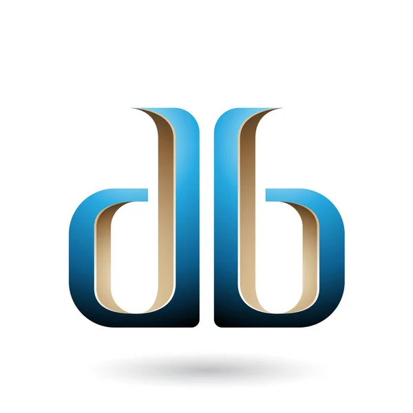 Beige en blauw dubbelzijdig D en B letters illustratie — Stockfoto