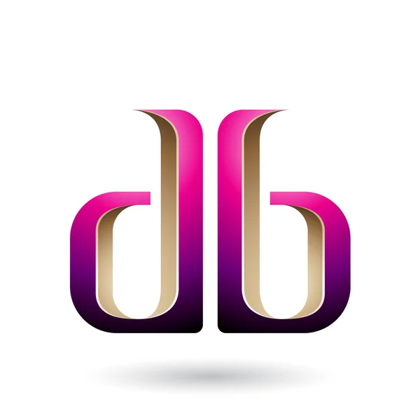 Beige en magenta dubbelzijdig D en B letters illustratie — Stockfoto