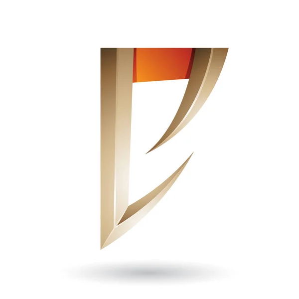 Flecha bege e laranja em forma de letra E Ilustração — Fotografia de Stock