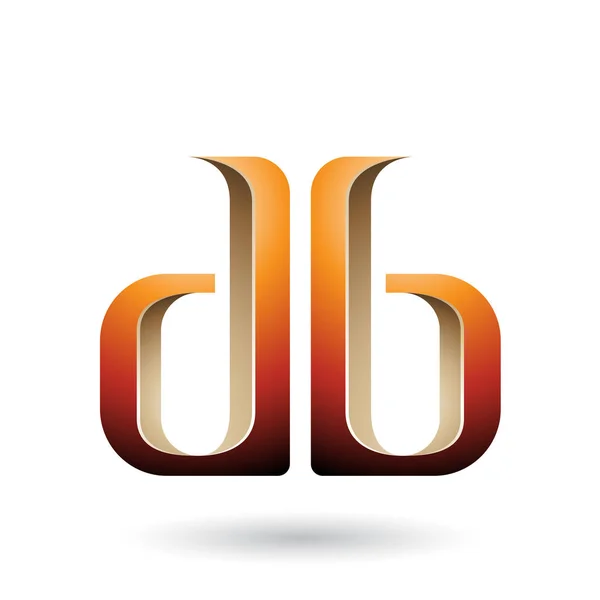 Ilustración de letras D y B de doble cara beige y naranja — Foto de Stock