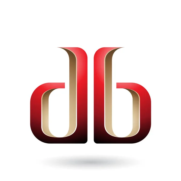 Beige en rood dubbelzijdig D en B letters illustratie — Stockfoto