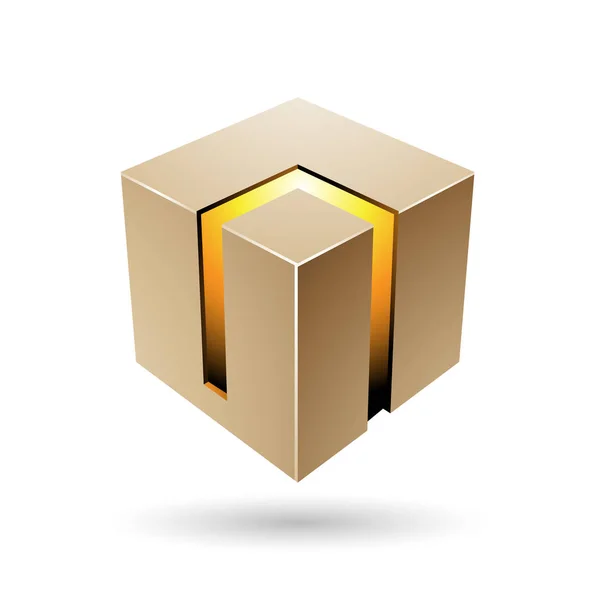 Beige and Yellow 3d Bold Cube — Stock Photo, Image