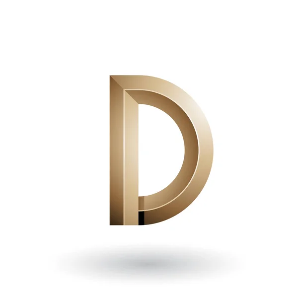 Beige glanzend en vet 3D geometrische letter D illustratie — Stockfoto