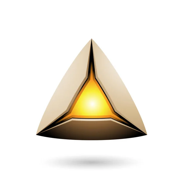 Beige Pyramid with a Glowing Core Illustration — Stock Photo, Image