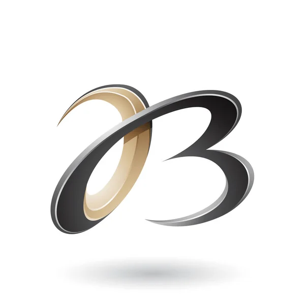 Black and Beige 3d Curly Letters A and B Illustration — Stock Photo, Image