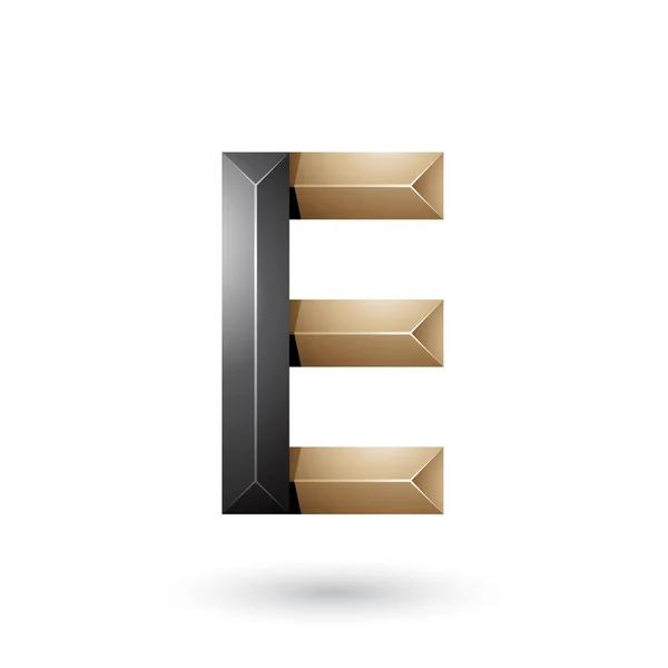 Zwart en beige piramide zoals geometrische letter E illustratie — Stockfoto