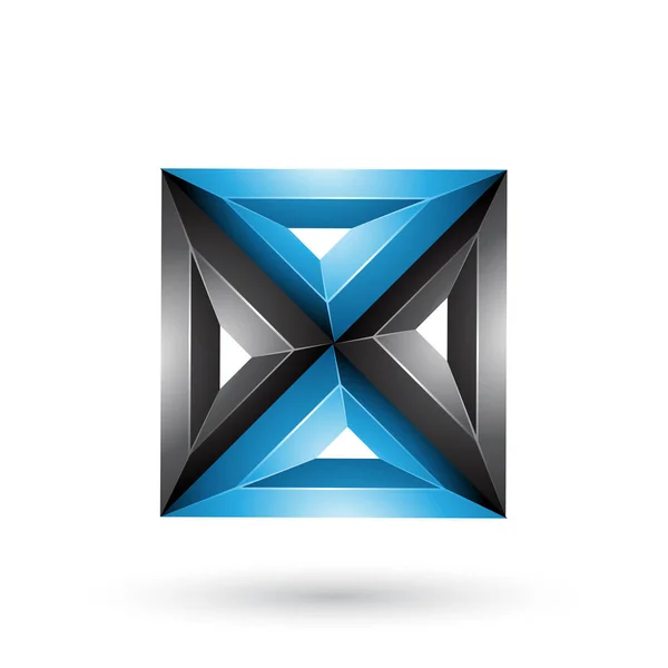 Μαύρο και μπλε 3D γεωμετρική ανάγλυφη πλατεία και τρίγωνο σχήμα — Φωτογραφία Αρχείου