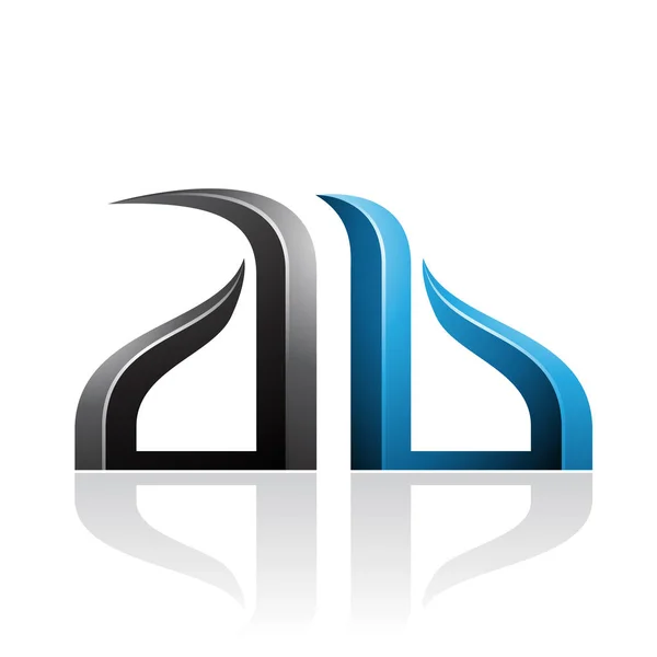 Cartas em relevo de A e B em forma de arco preto e azul — Fotografia de Stock