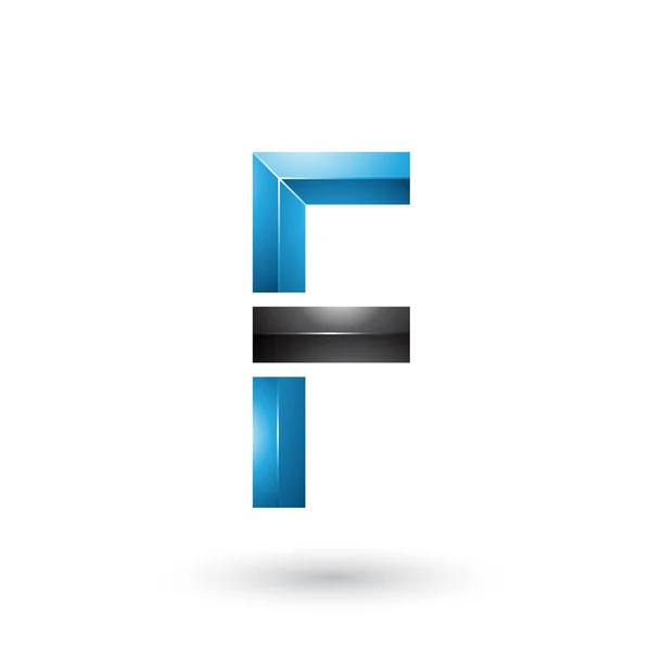 검정과 파란색 기하학적 광택 편지 F 삽화 — 스톡 사진