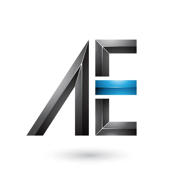 Чорно-сині глянцеві подвійні літери ілюстрації А та Е — стокове фото