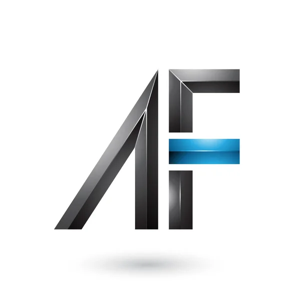 Black and Blue Glossy Letters of A and F Illustration — Stock Photo, Image