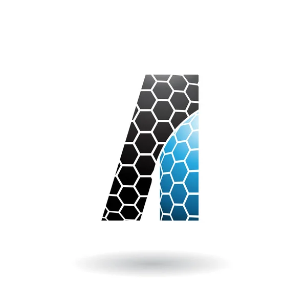 Black and Blue Letter A with Honeycomb Pattern Illustration — Stock Photo, Image