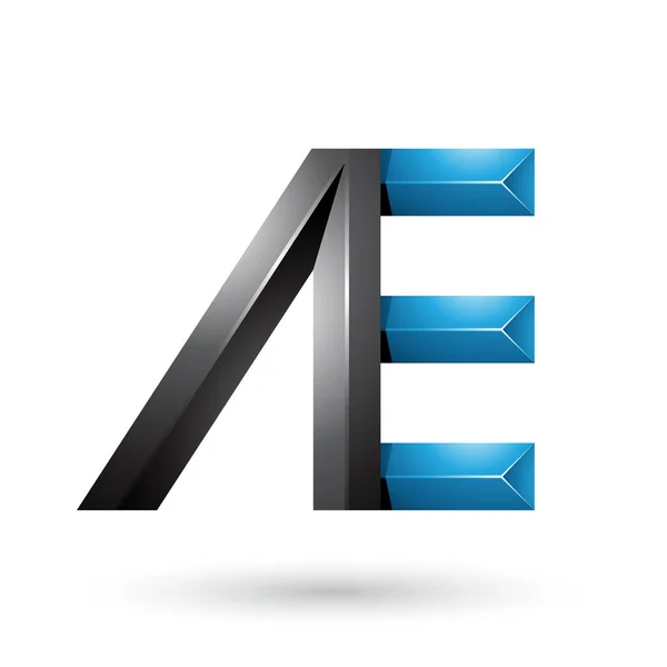 Pirámide negra y azul como letras dobles de ilustración A y E — Foto de Stock