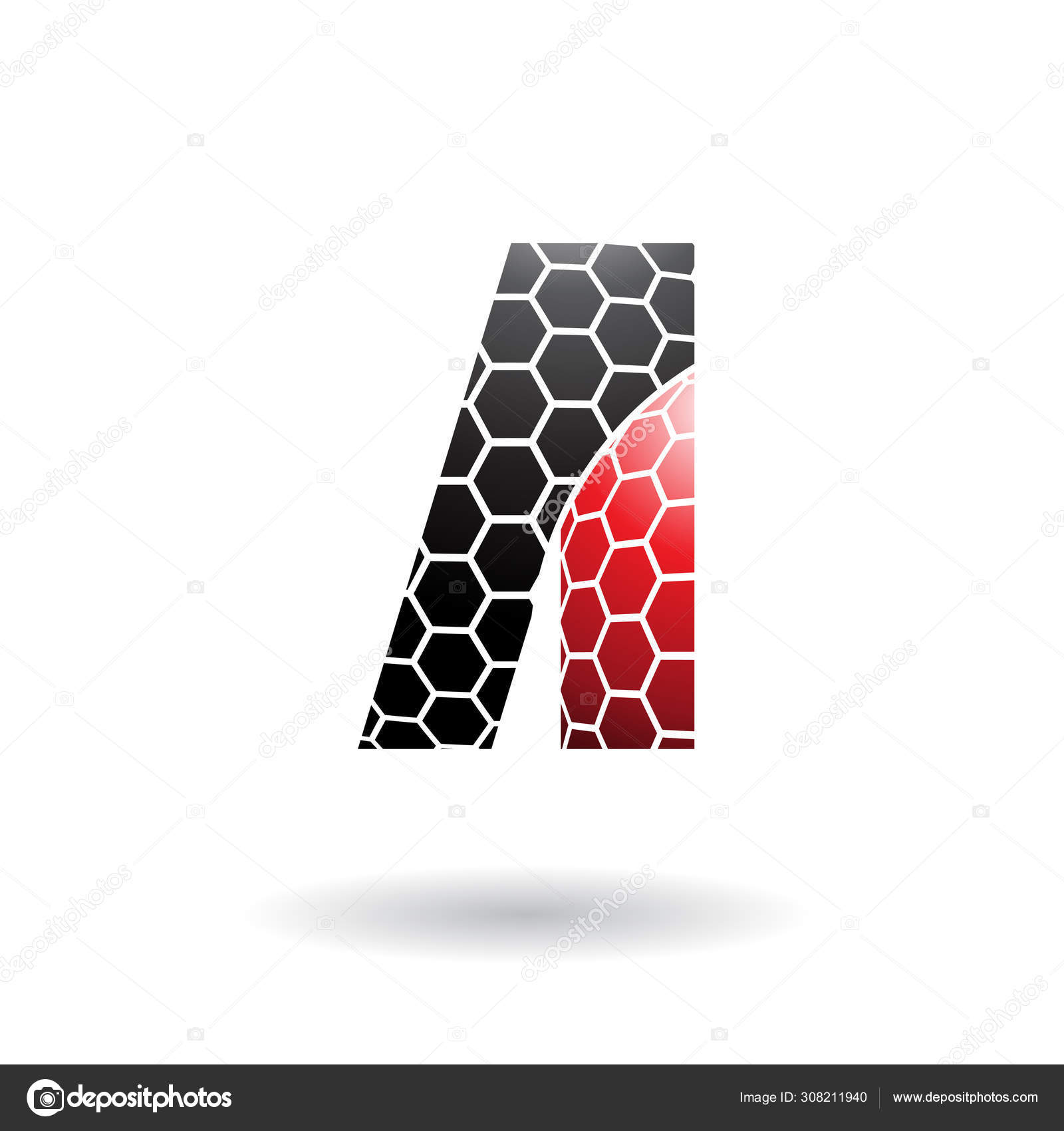 Black and Red Letter A with Pattern Illustration Stock Photo