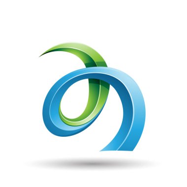 Mavi ve yeşil kıvrılmış sarmaşık gibi harf A simgesi